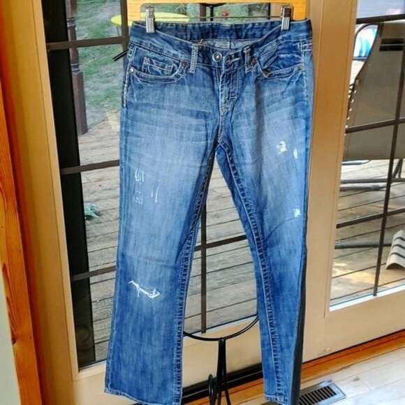 BKE Denim Distressed Blue Sz 26x31.5 Jeans with Pockets - Picture 1 of 9